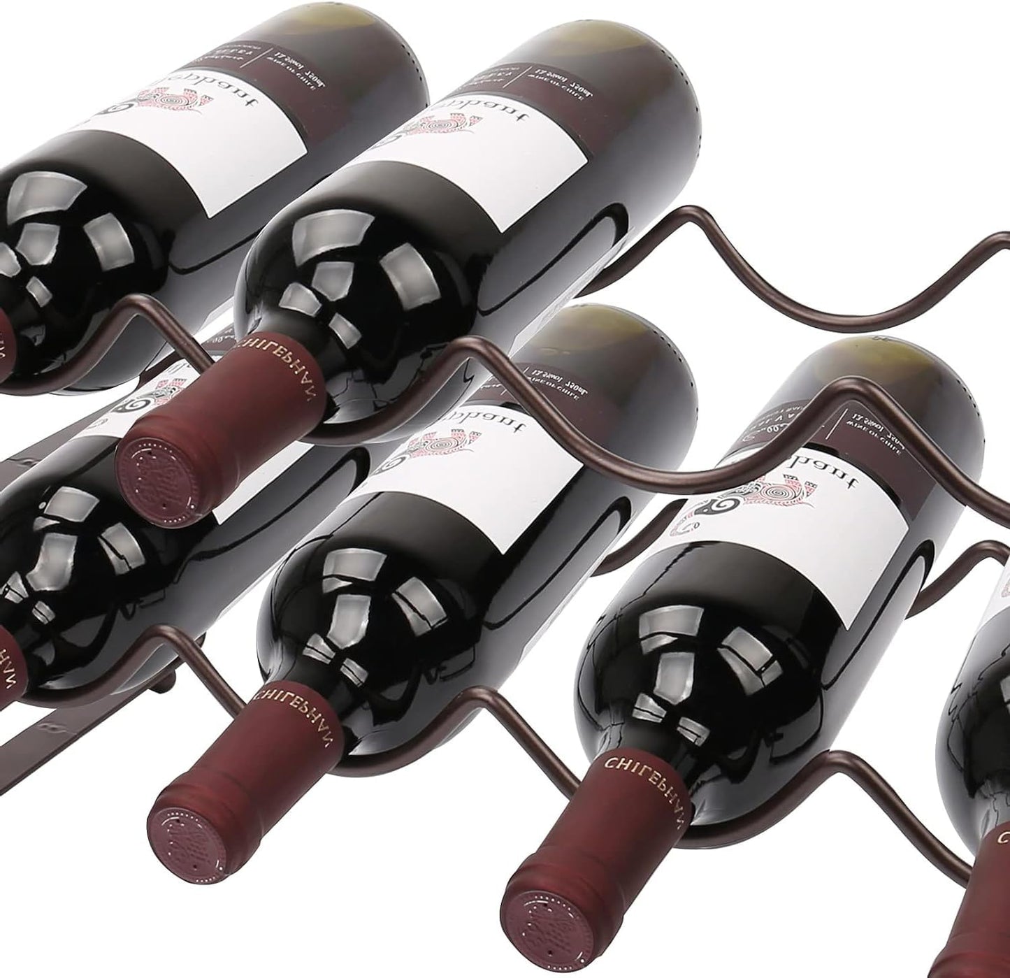 Stackable Wine Rack Countertop, 8 Bottles 2 Tier Wine Cabinet Counter, Wine Rack Holder and Storage, Metal Wine Bottle Holder Freestanding for Cabinet