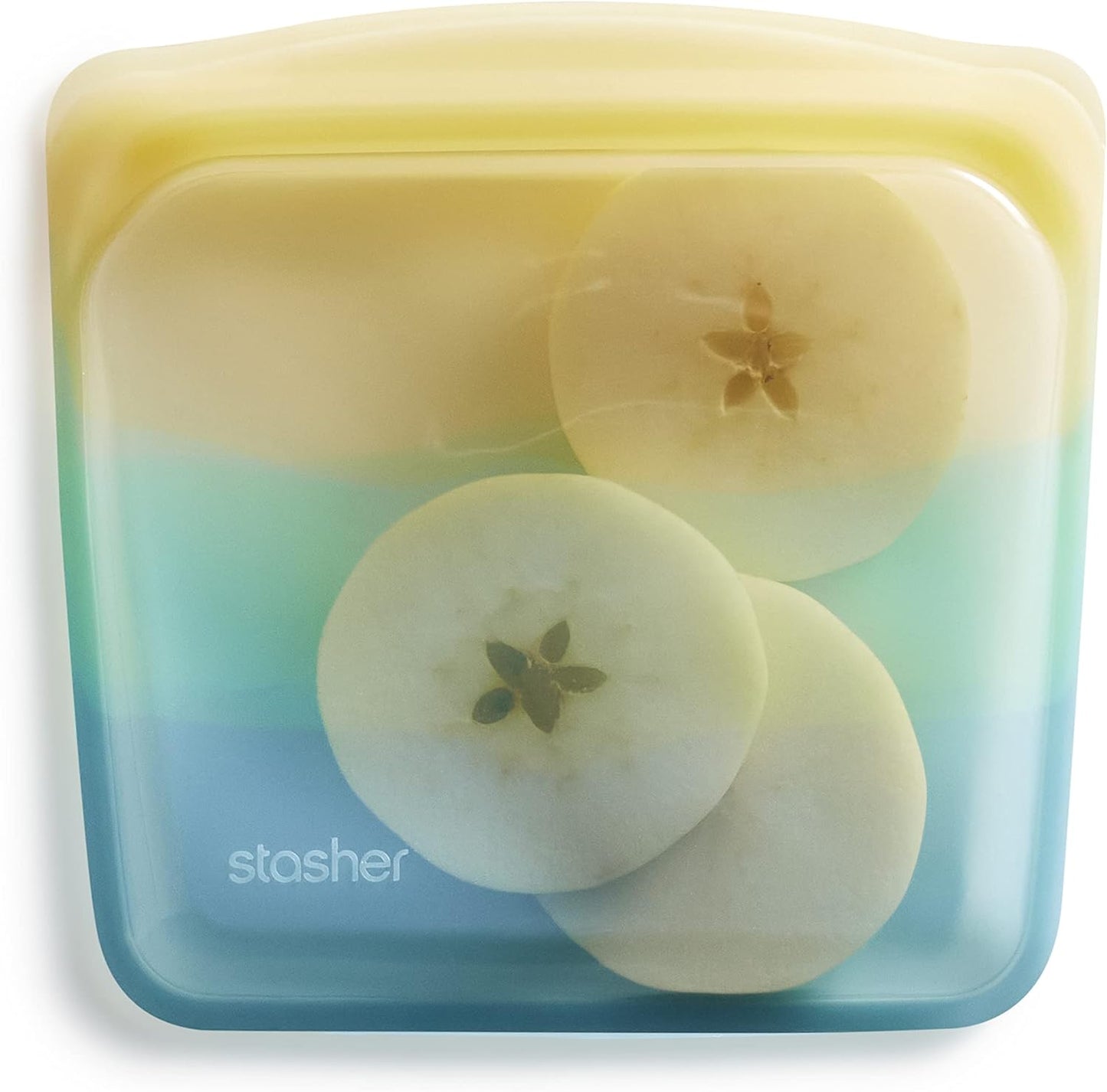 Stasher Premium Silicone Reusable Food Storage Sandwich Bag, Yellow Sea, Microwave, Sous Vide, Dishwasher, Oven and Freezer Safe, BPA Free, Leak-free, Eco-friendly, 28 Oz