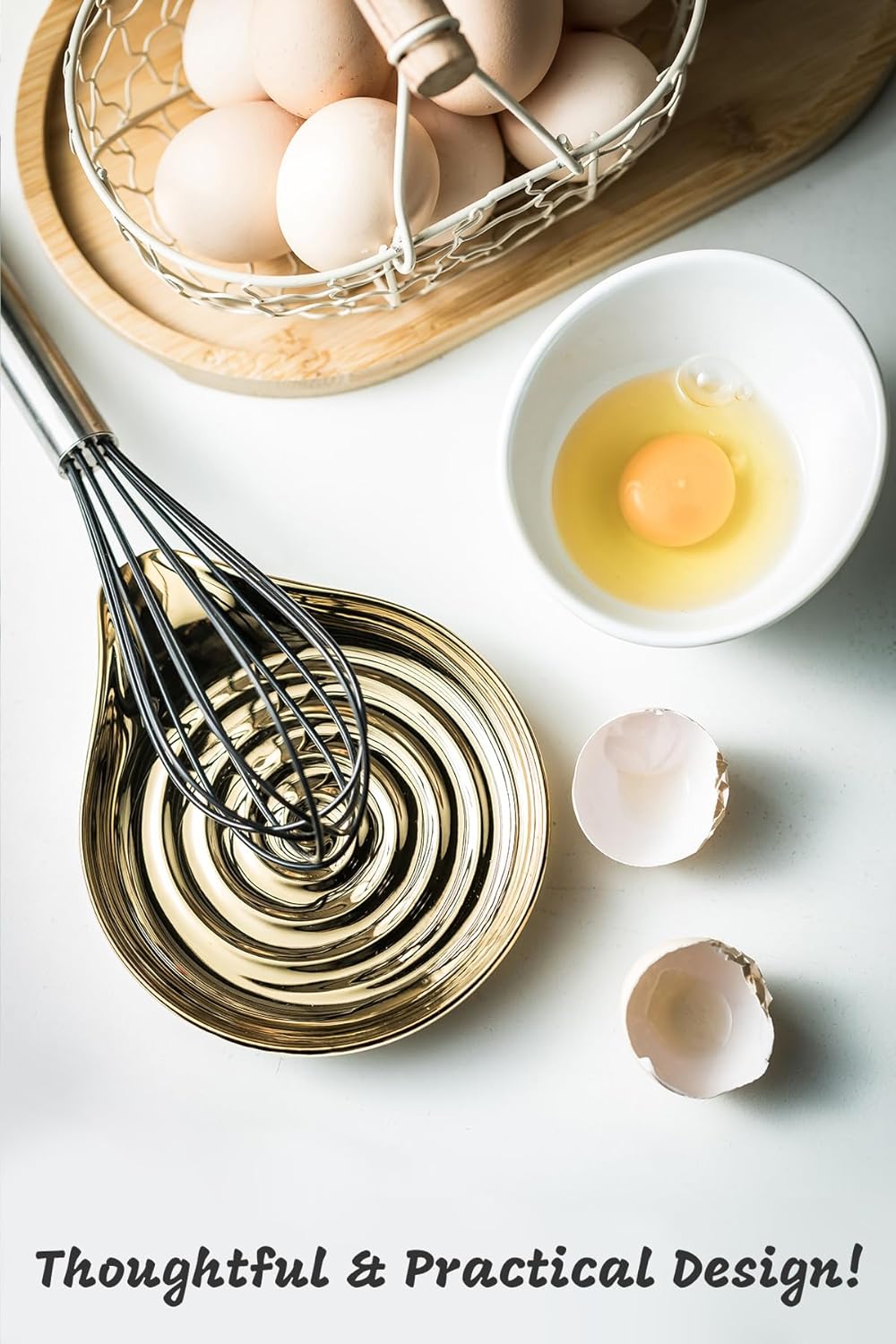 LAUCHUH Spoon Rest for Stove Top, Ceramic Spoon Holder for Kitchen Countertop Large Utensil Rest for Spatula, Spoons or Tong, Ladle, Fork, Christmas, 5 inch, Gold