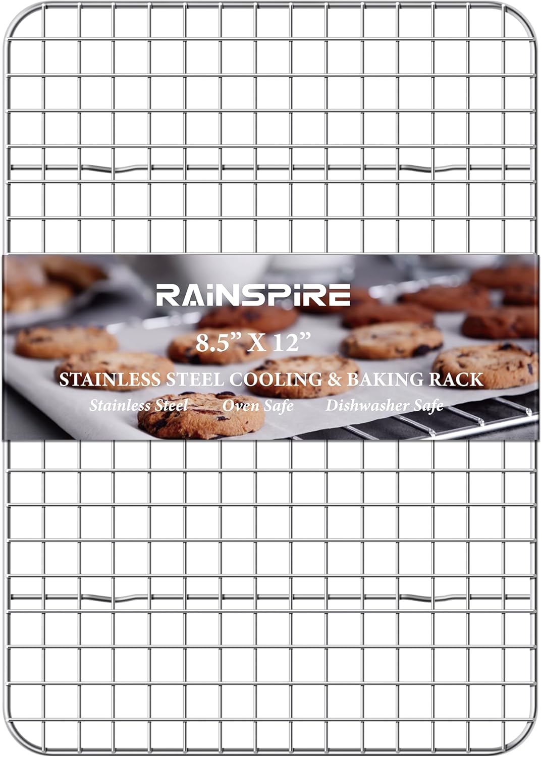 Rainspire Cooling Rack Stainless Steel, Heavy Duty Cooling Racks for Cooking and Baking, Oven Safe Wire Rack for Cooking, Baking Rack for Oven Cooking Fits Quarter Sheet Pan (1, 8.5" x 12")
