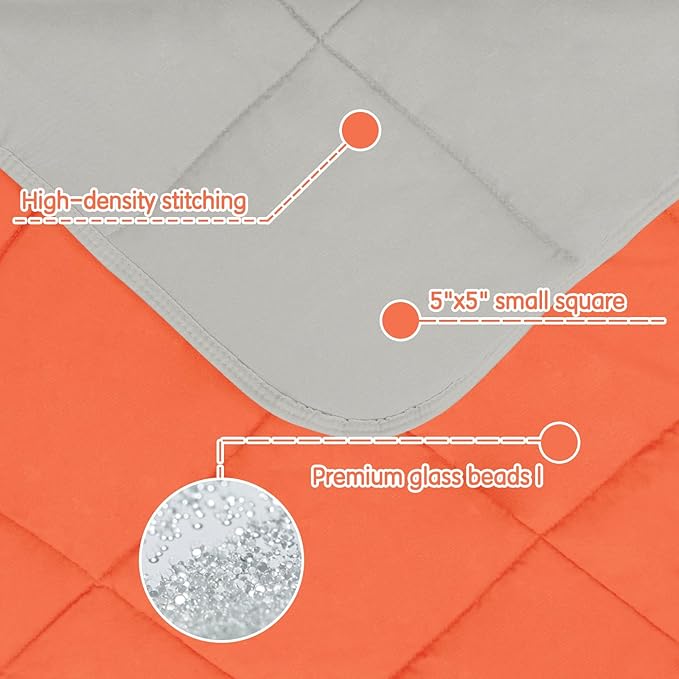 yescool Weighted Blanket (10 lbs, 41" x 60", Orange) Cooling Heavy Blanket for Sleeping Perfect for 90-110 lbs, Breathable Blanket with Premium Glass Bead, Machine Washable