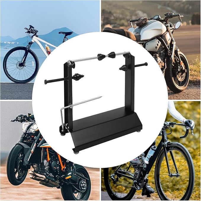 Motorcycle Bike Wheel Balancer, Tire Balancer Stand with Adjustable Foot Pads & Centering Cones, Professional Bicycle Wheel Repair Steel Bearing Bracket Rim for Wheel Axle Diameter 0.55in