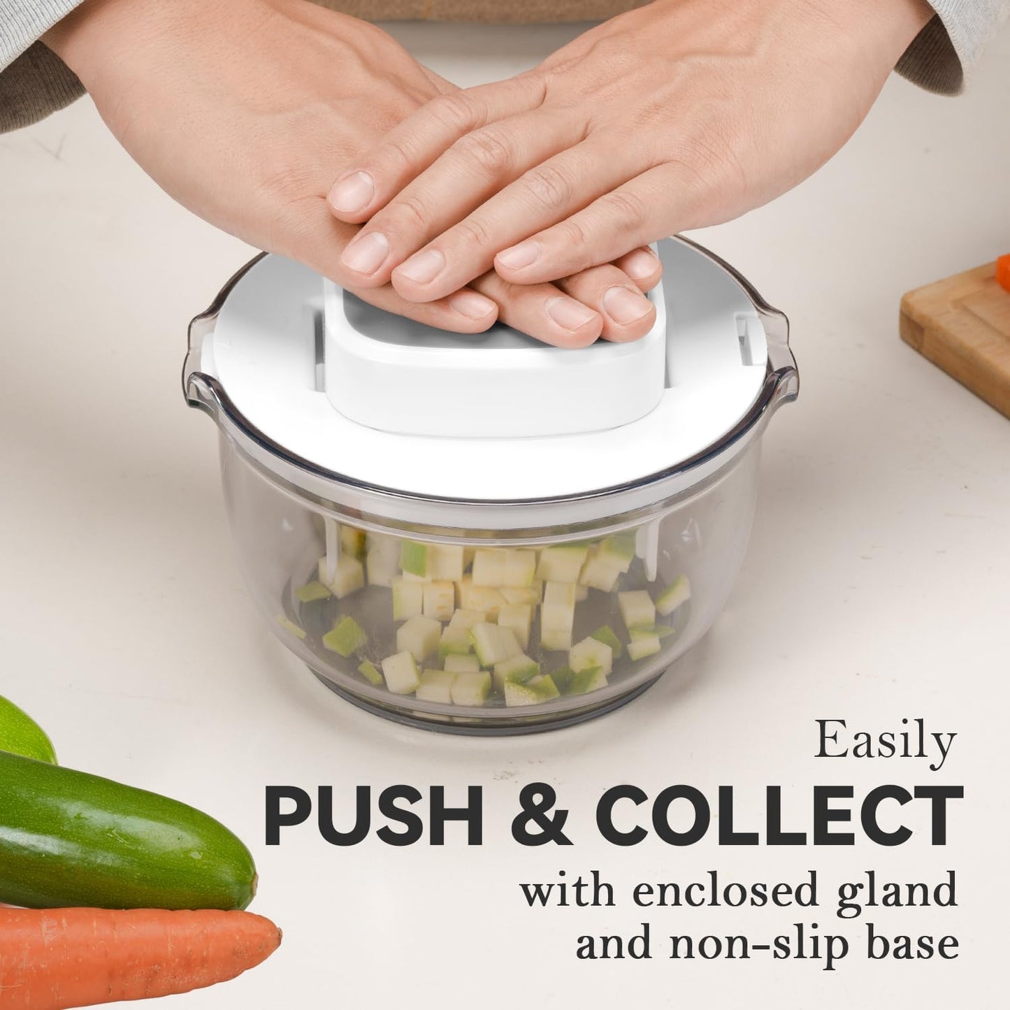 Vegetable Chopper Bowel Multi-functional 3 Interchangeable Blades Onion Chopper French Fry Cutter Veggie Dicer for Cucumber, Tomato, Zucchini, Carrot, Citrus