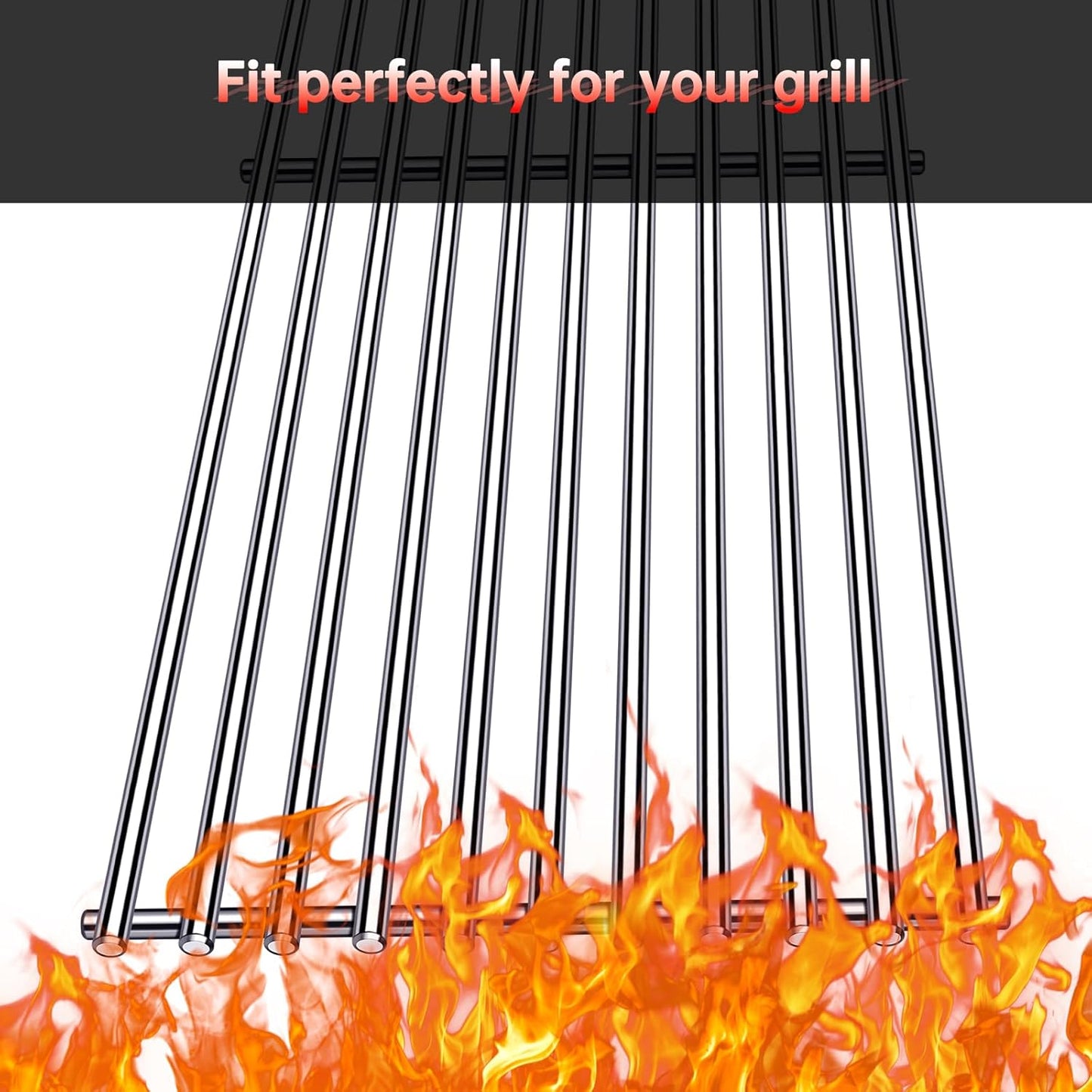 9MM 16517 Grill Grates Replacement for Bull Grill Replacement Parts, BBQ Bull Brahma 5 Burner 57568, 57569, 57568CE, 19” Lion Premium 40” 4 Burner L90000, 90000, 65073 Stainless Steel Grids