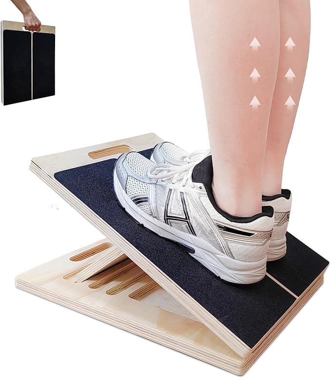 Calf Stretch Slant Board,Portable Slant Boards for Exercise,5-Level Adjustable Non-Slip Wooden Incline Board for Ankle Feet,Ankle Achilles Stretcher Board for Flexibility,Balance,Strength Training
