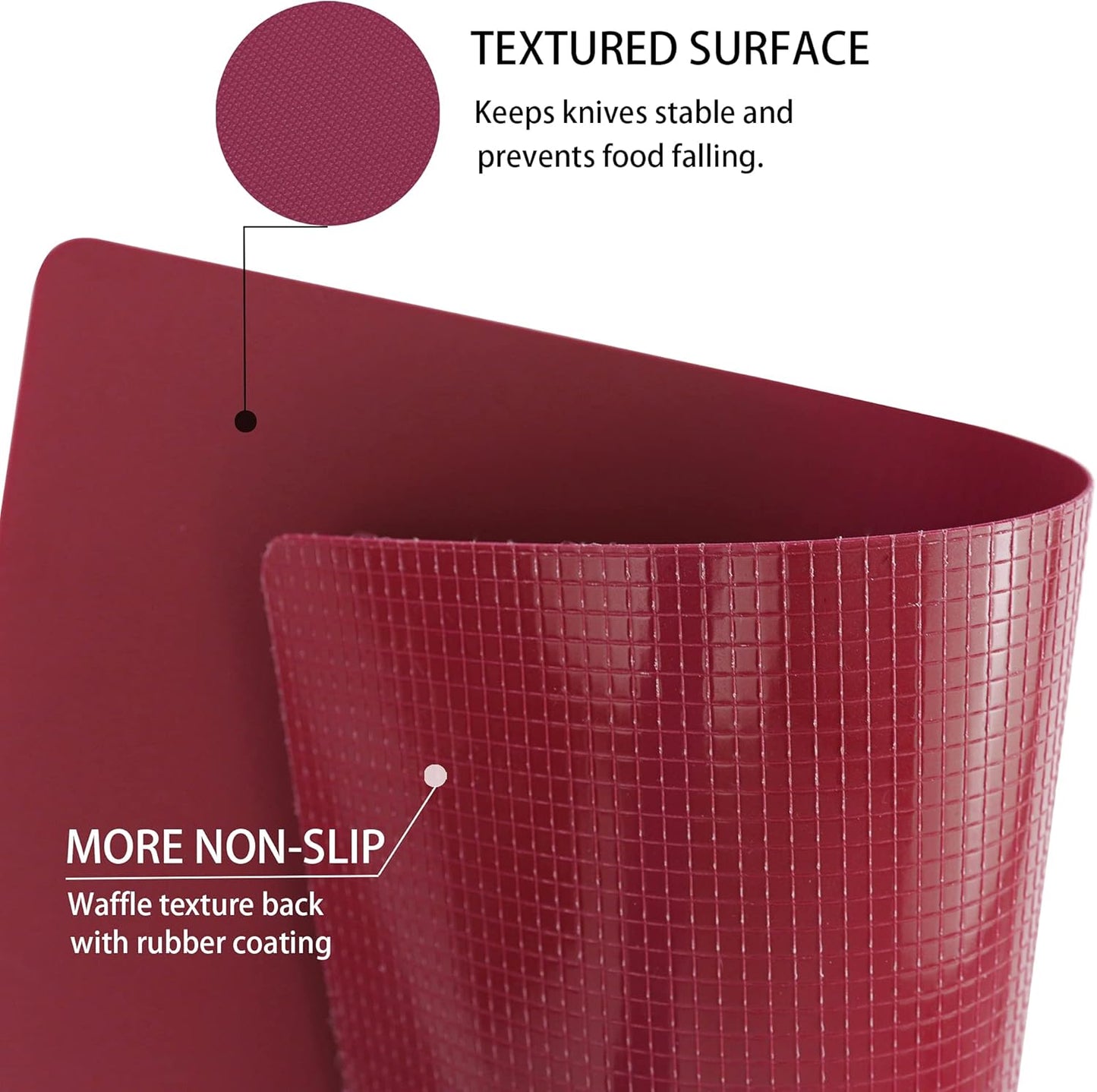 ZVP Flexible Plastic Cutting Board Set of 3 Gradient Color, Colorful Chopping Boards, BPA Free Mats, Non Slip, Dishwasher Safe, 15x12 Inch, Pink Multi-Color