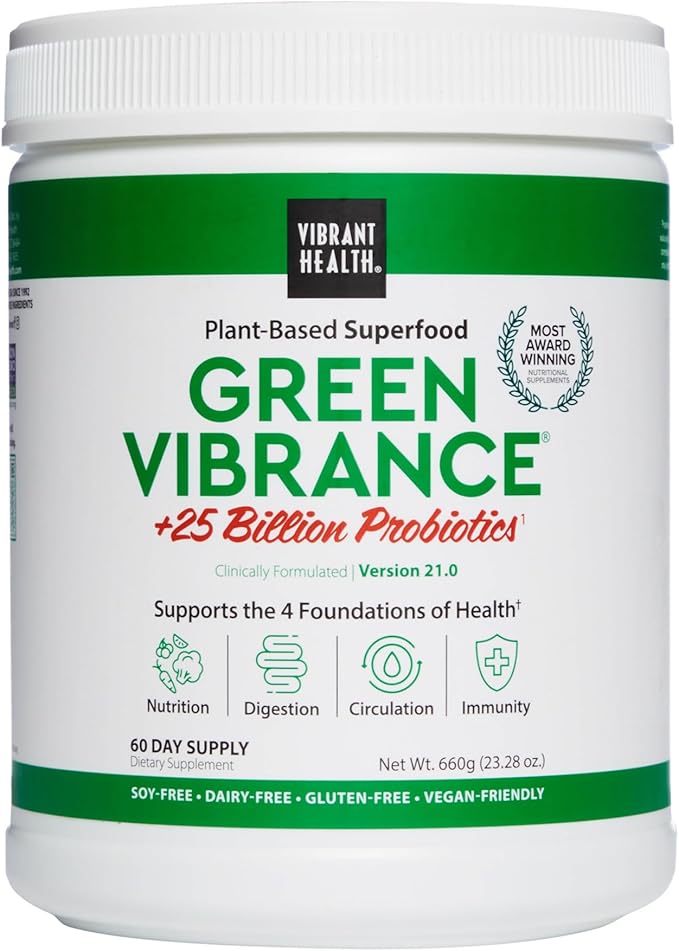 Vibrant Health, Green Vibrance, Vegan Superfood Powder, Boost Energy, 60 Servings