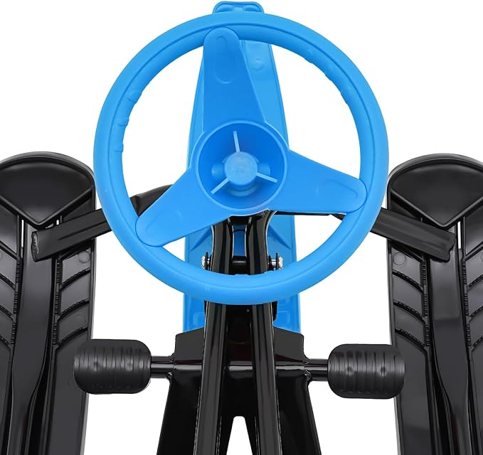 Snow Racer Sled for Kids, Dual Brakes Snowmobile Sled Ski with Steering Wheel, Snow Sledge for Skiing, Ice Skating, Sand Skating, Single Rider 45 x 20 x 15 inches