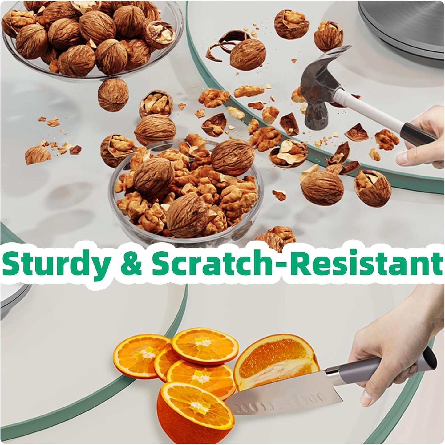 26.7 inch Lazy Susan for Table Top Tempered Glass Rotating Serving Tray for Dining Table, Kitchen Lazy Susan Organizer Spinning Rotating Food Server Party Centerpieces Heavy Duty (68cm / 26.7in)