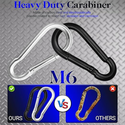 12 Pack Sliver Carabiner Clips, 2.36 Inch Heavy Duty Spring Snap Hooks - Small Locking Carabiners for Camping, Hiking, Hammocks, Swing Sets, Keychains, Fishing & Outdoor Gear