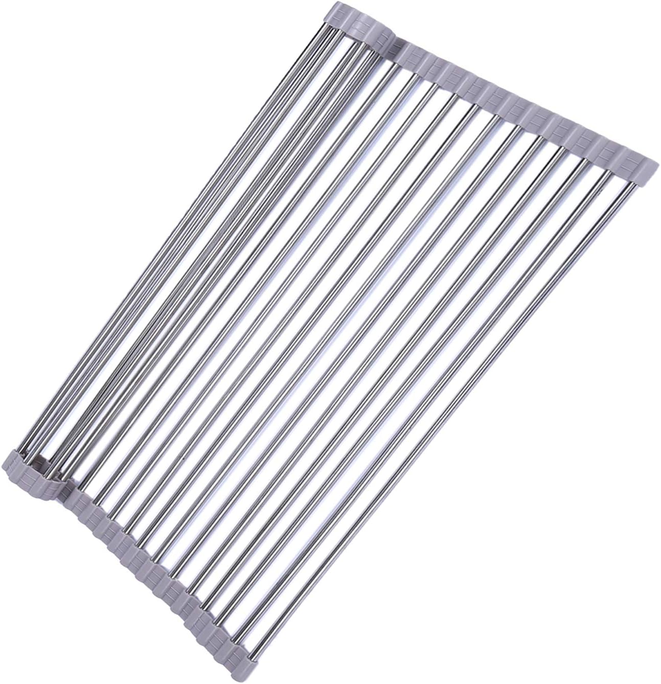 Ahyuan Roll up Dish Drying Rack Over The Sink Kitchen Roll up Sink Drying Rack Portable Dish Drainer Foldable Dish Drying Rack (Warm Gray, 20.5''X14'')