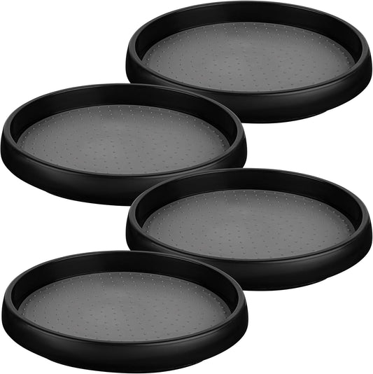 Oizeir 10 Inch Lazy Susan (Set of 4) - Non-Skid Turntable for Cabinet to Maximize Storage and Simplify Accessibility in Kitchen, Bathroom, and Pantry Spaces (Black)
