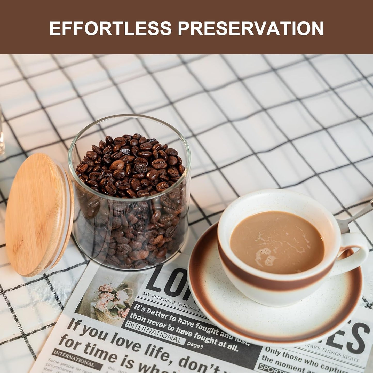 Glass Food Storage Jars 6-Pack - 4x4 in-Clear Glass Food Canisters with Bamboo Lid Airtight For Serving Tea, Coffee, Flour, Sugar, Candy, Cookie, Spice and More (Circular)