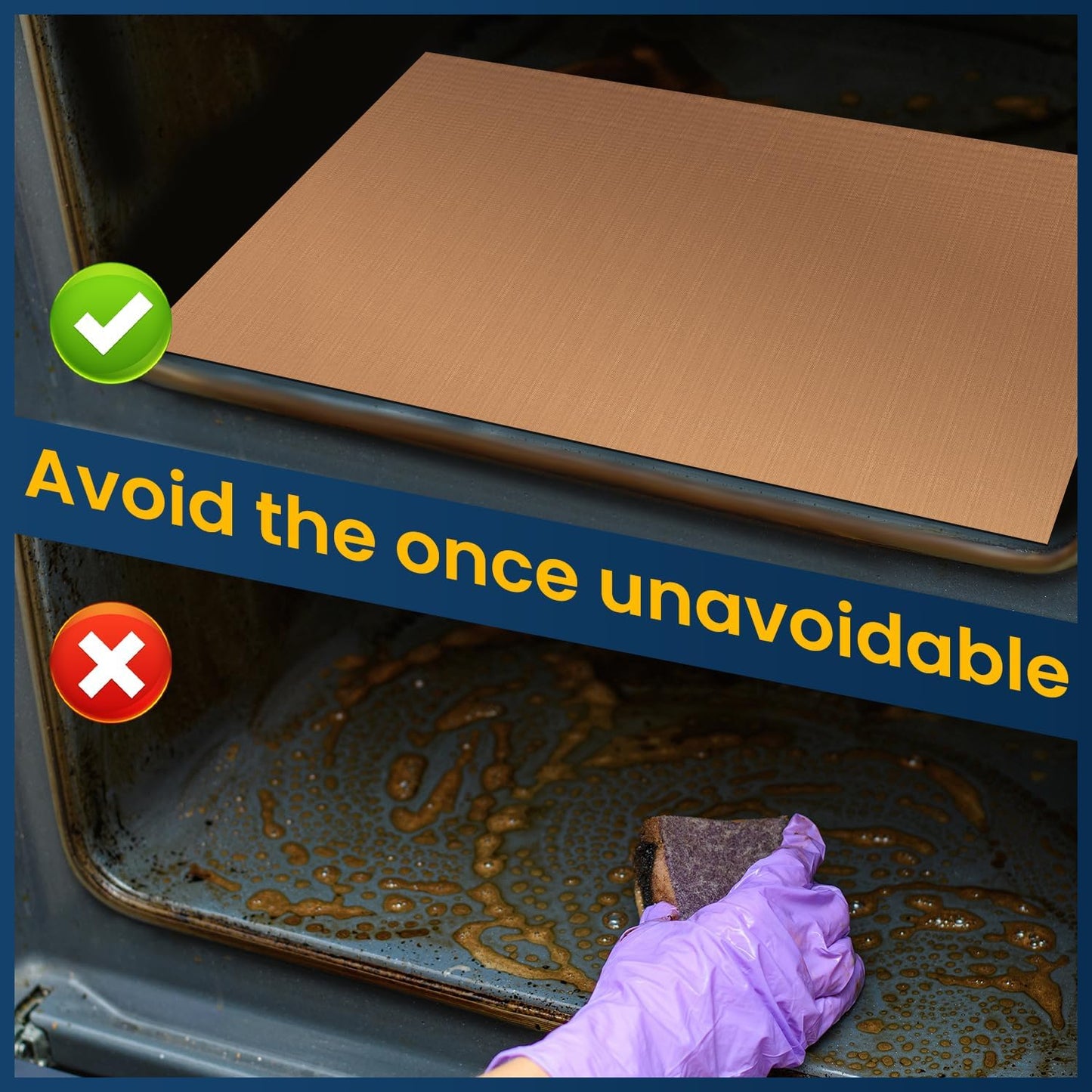 3 Pack Heavy Duty Oven Cover - 23.6"x 15.7" Non-Stick Reusable Liner for Electric, Gas, Toaster Ovens, BBQ - BPA & PFOA Free