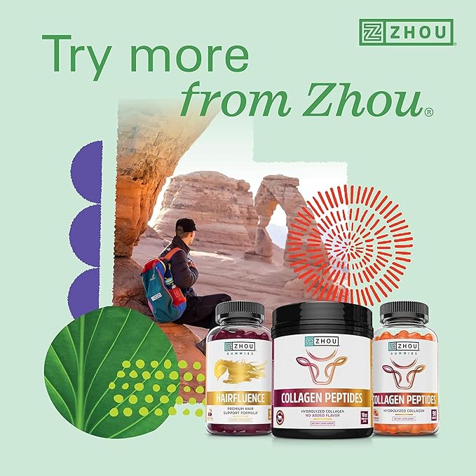 Zhou Hairfluence - Vegan Biotin Supplement for Hair Growth for Men & Women, Lustriva Hair Growth Supplement for Nails & Glowing Skin with B Vitamin Complex & Keranat - 120 Capsules (Pack of 1)