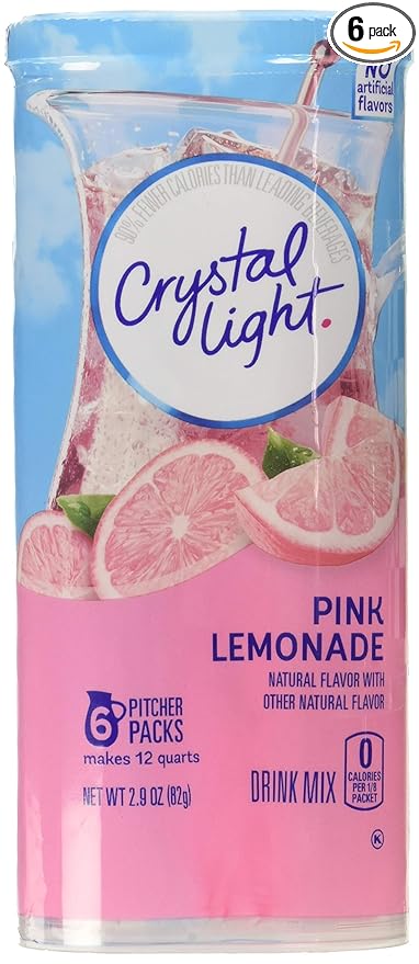 Crystal Light Pink Lemonade Drink Mix, 12-Quart 2.9-Ounce Canister (Pack Of 6)
