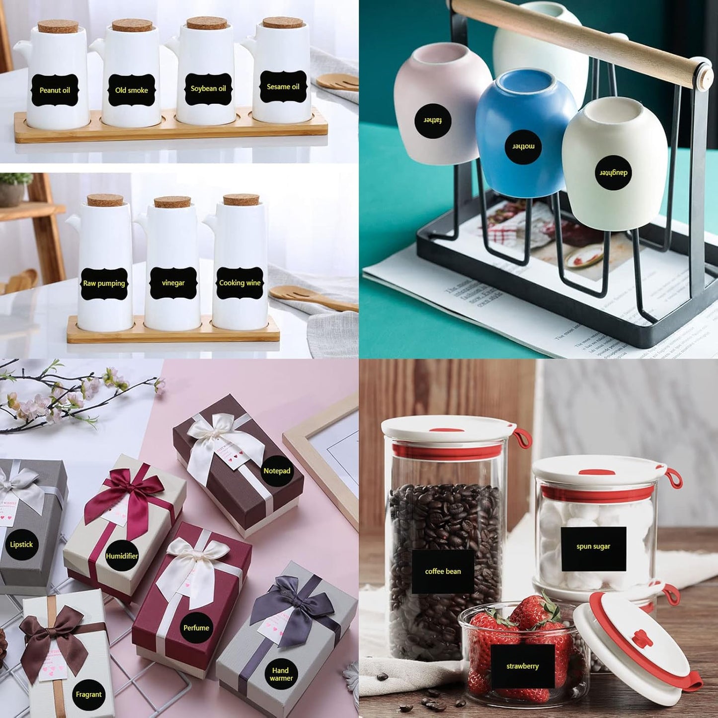 Chalkboard Labels, Removable Blackboard Label Stickers 192PCS with 2 Free Chalk Markers, Waterproof Reusable Labels for Food Containers, Mason Jars, Pantry, Bottles