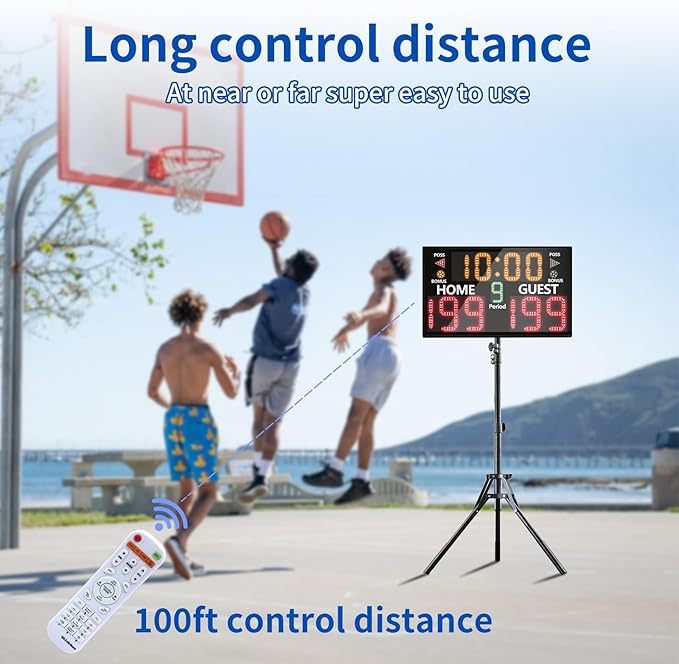 YZ 2025 Bigger LED Digital Scoreboard, Portable Basketball Scoreboard with Timer Clock, Electronic Scoreboard with Remote, Tabletop Scoreboard Clock, Score Keeper for Outdoor Game