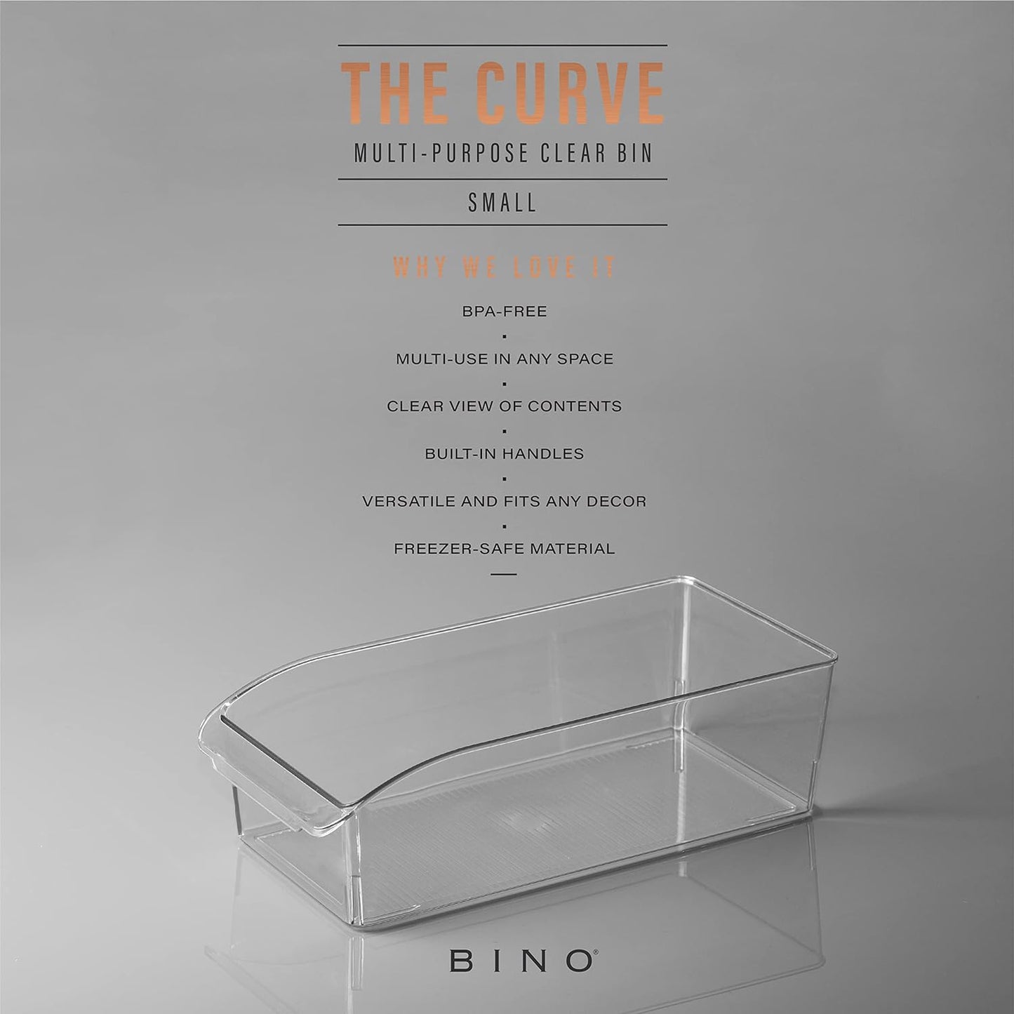 BINO | Plastic Storage Bins, Small | THE CURVE COLLECTION | Multi-Use Organizer Bins | Storage Containers Kitchen, Pantry and Home Organization | Fridge Organizers | Pantry Organization and Storage