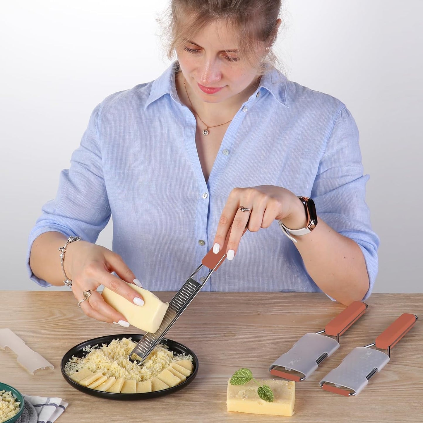 Cambom Lemon Zester Grater Three-piece Suit - Heavy Duty Kitchen Tool for Parmesan Cheese, Ginger, Garlic, Nutmeg, Chocolate, Vegetables，Fruits，Stainless Steel Grater Dishwasher Safe Red