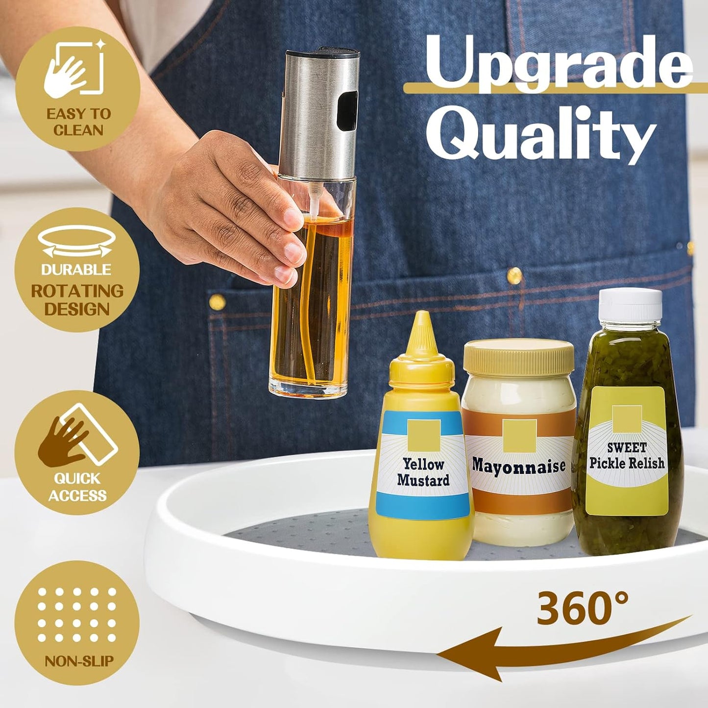 5Pack Non Skid Lazy Susan Turntable,Single Round Rotating Kitchen Spice Organizer for cabinets,Pantry, Bathroom, Refrigerator（10Inch）