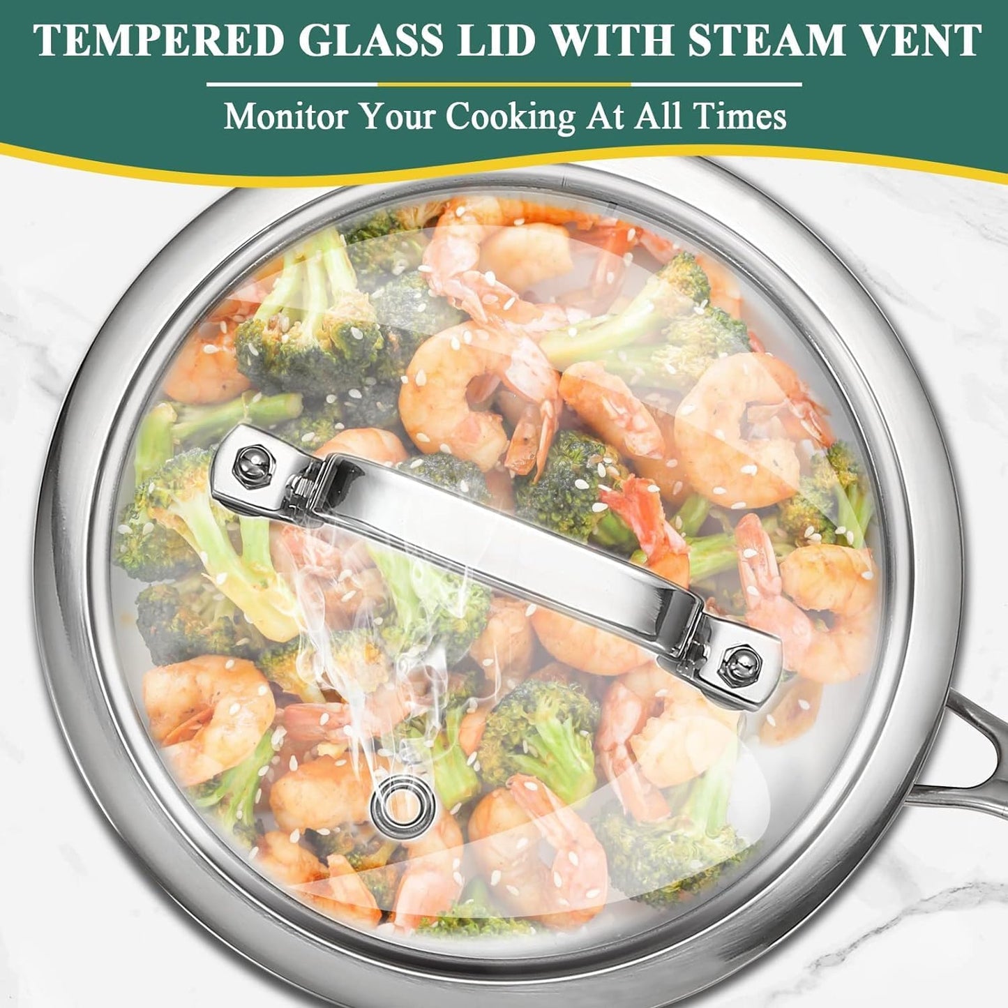 DELARLO Sauce Pan Sets, Compatible with All Cooktops 600℉, Full Clad Triply Stainless Steel Saucepan, 1QT Pot & 2 QT Pot with Steamer (Lids 300℉)