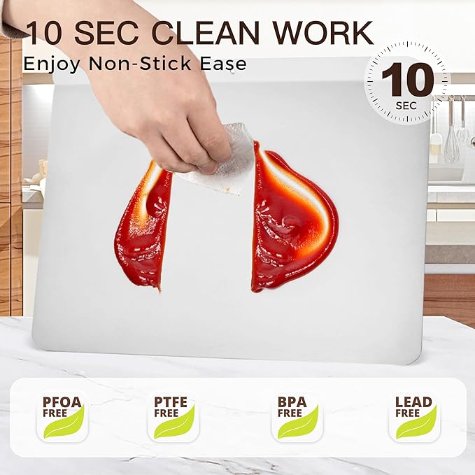 HONGBAKE 2 Pieces Large Flat Cookie Sheet No Edges, Nonstick Insulated Baking Pan, Commercial Oven Trays for Cooking, 16" X 14", Grey