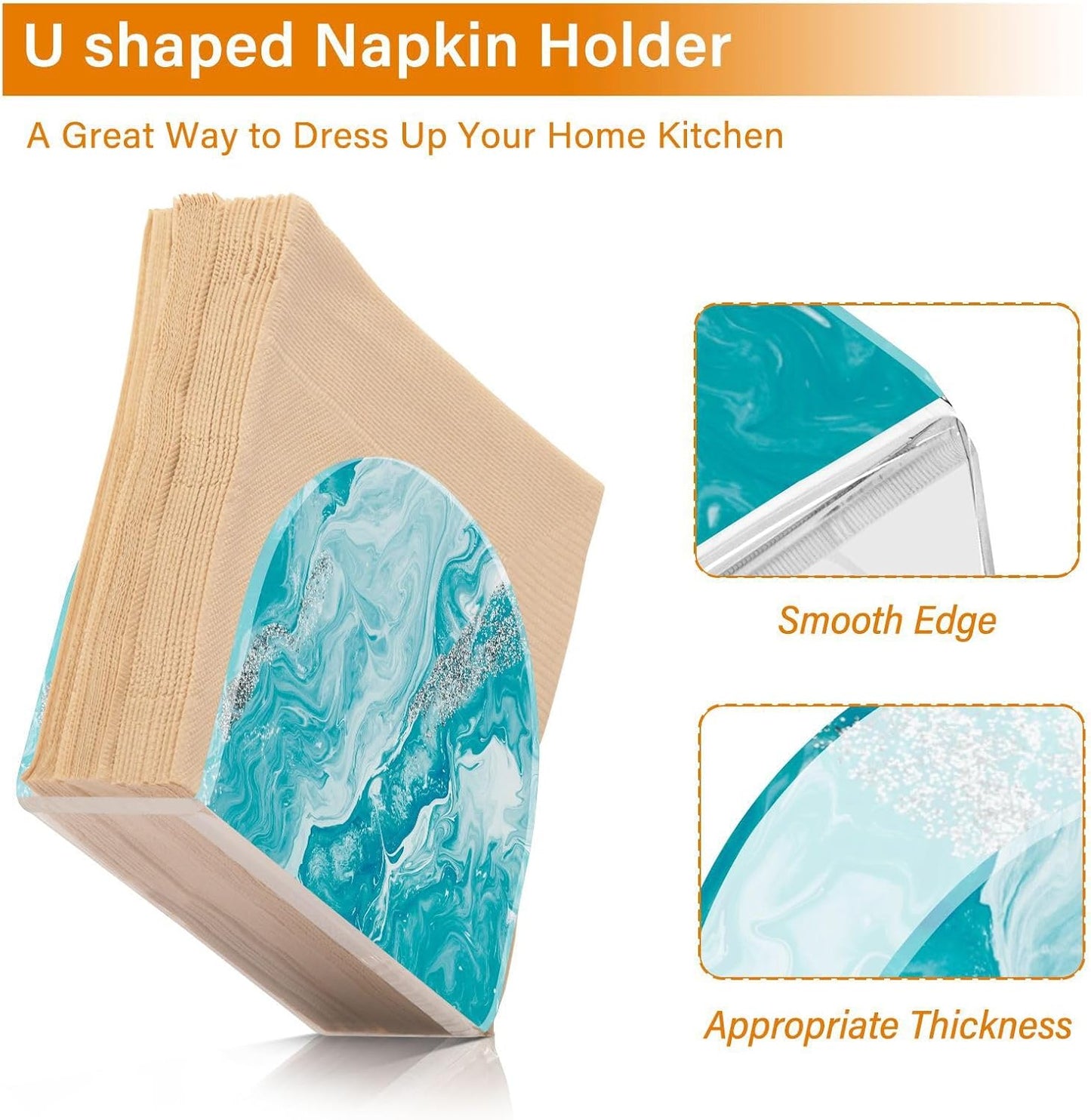 Turquoise Abstract Marble Napkin Holder for Table Paper Napkins Holder Acrylic Tissue Dispenser Kitchen Dining Room Bathroom Party Car Decor