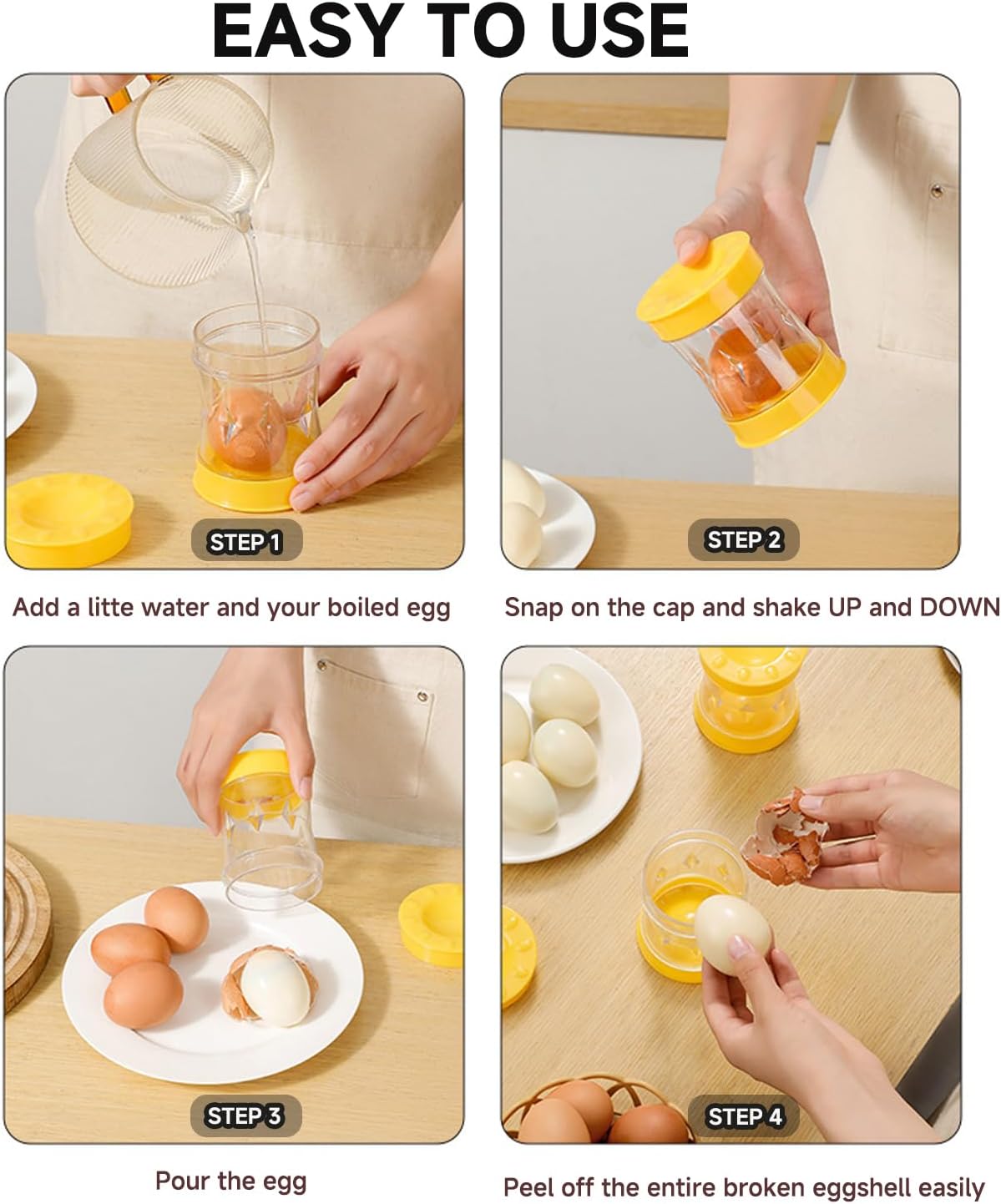 Egg Slicer for Hard Boiled Eggs, Heavy Duty Metal Stainless Steel Aluminum Alloy Egg Cutter for Egg Strawberry Mushroom Hot Dog Soft Fruit Kitchen Tool (Peeler+Slicer (Yellow & Gold))