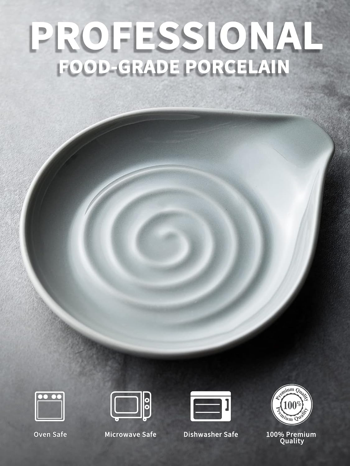 LAUCHUH Ceramic Spoon Rest for Stove Top, Large Spoon Holder, Spoon Rest for Kitchen Counter, Spoons, Ladles, Tongs, Christmas, Farmhouse Kitchen Decor, Spatula Holder Set of 2, Grey