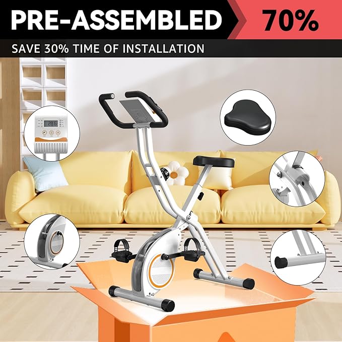 Foldable Exercise Bike Stationary Bikes for Home, 5 IN 1 Indoor Workout Bike, Cycling Bike with 16-Level Quiet Magnetic Resistance, 6.6 LBS Flywheel and 300LBS Capacity, 2025 Designed 817 X-bike