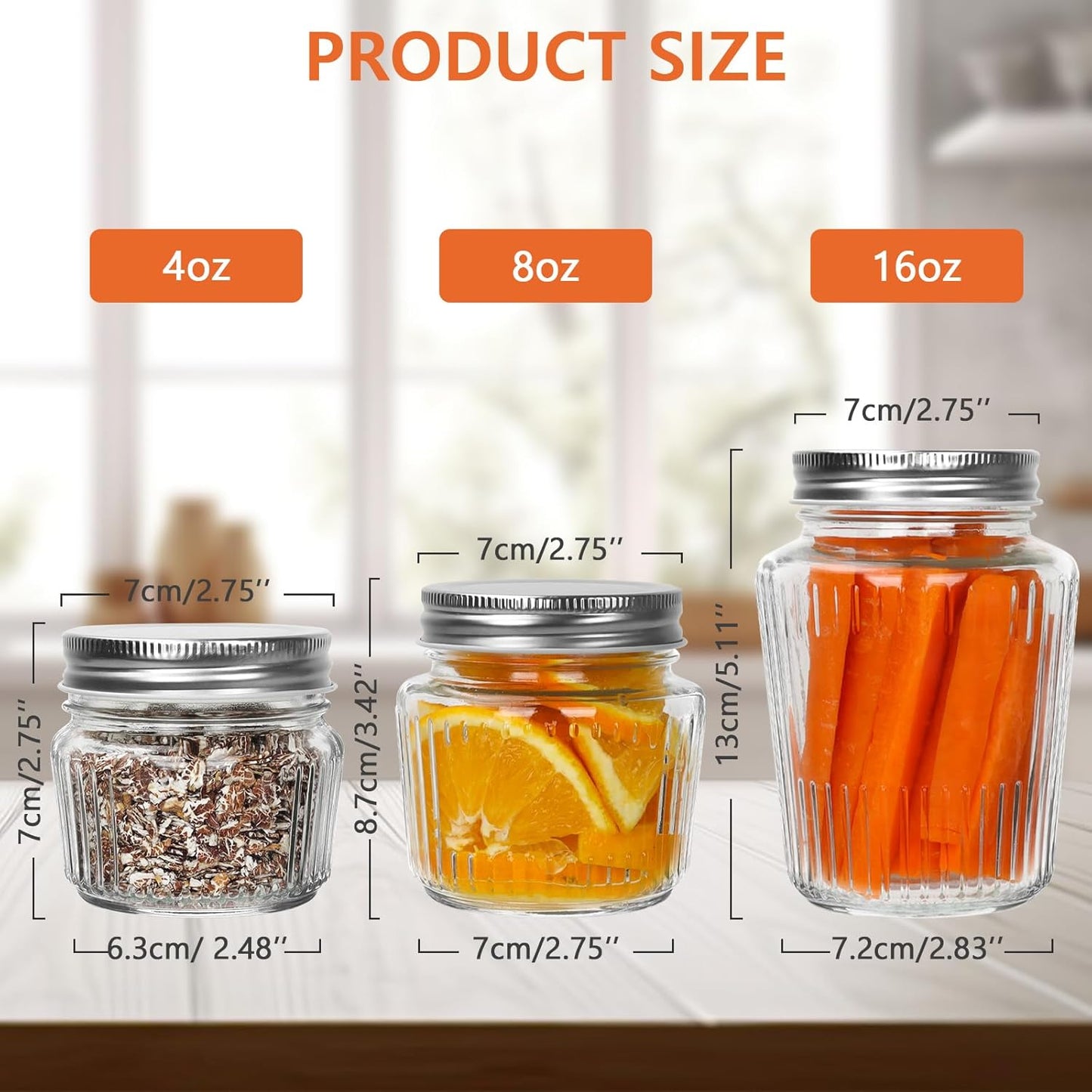 Cehomi Small Glass Mason Jars with Lids - 4 oz Vintage Canning Jars, Pickling Jars for Jelly, Jam, Honey, Pickles, Spice, Essential Preserver for Home Storage and Gifting 8 Pack