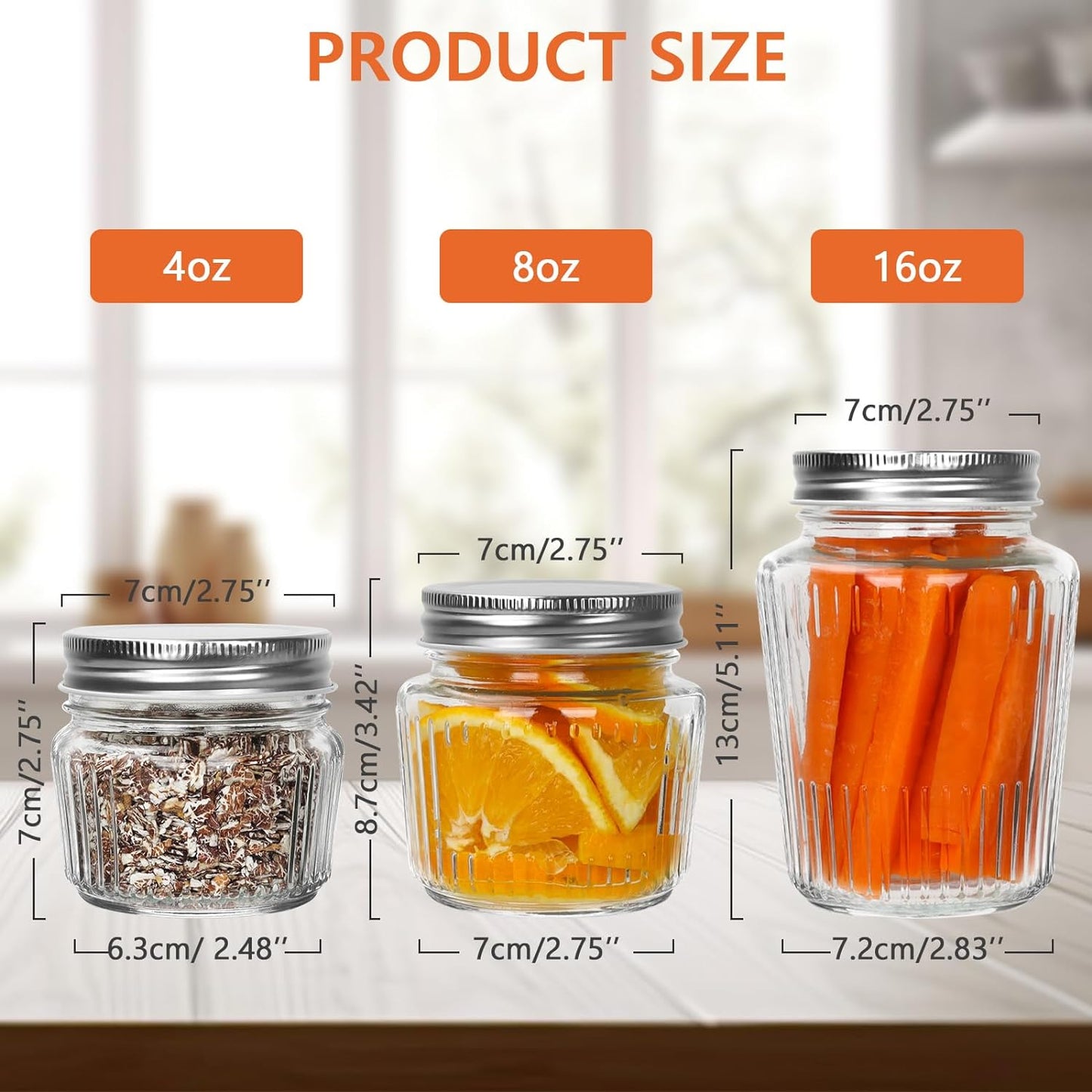 Cehomi Glass Mason Jars with Lids - 16 oz Vintage Canning Jars, Pickling Jars for Jelly, Jam, Honey, Pickles, Spice, Essential Preserver for Home Storage and Gifting 4 Pack