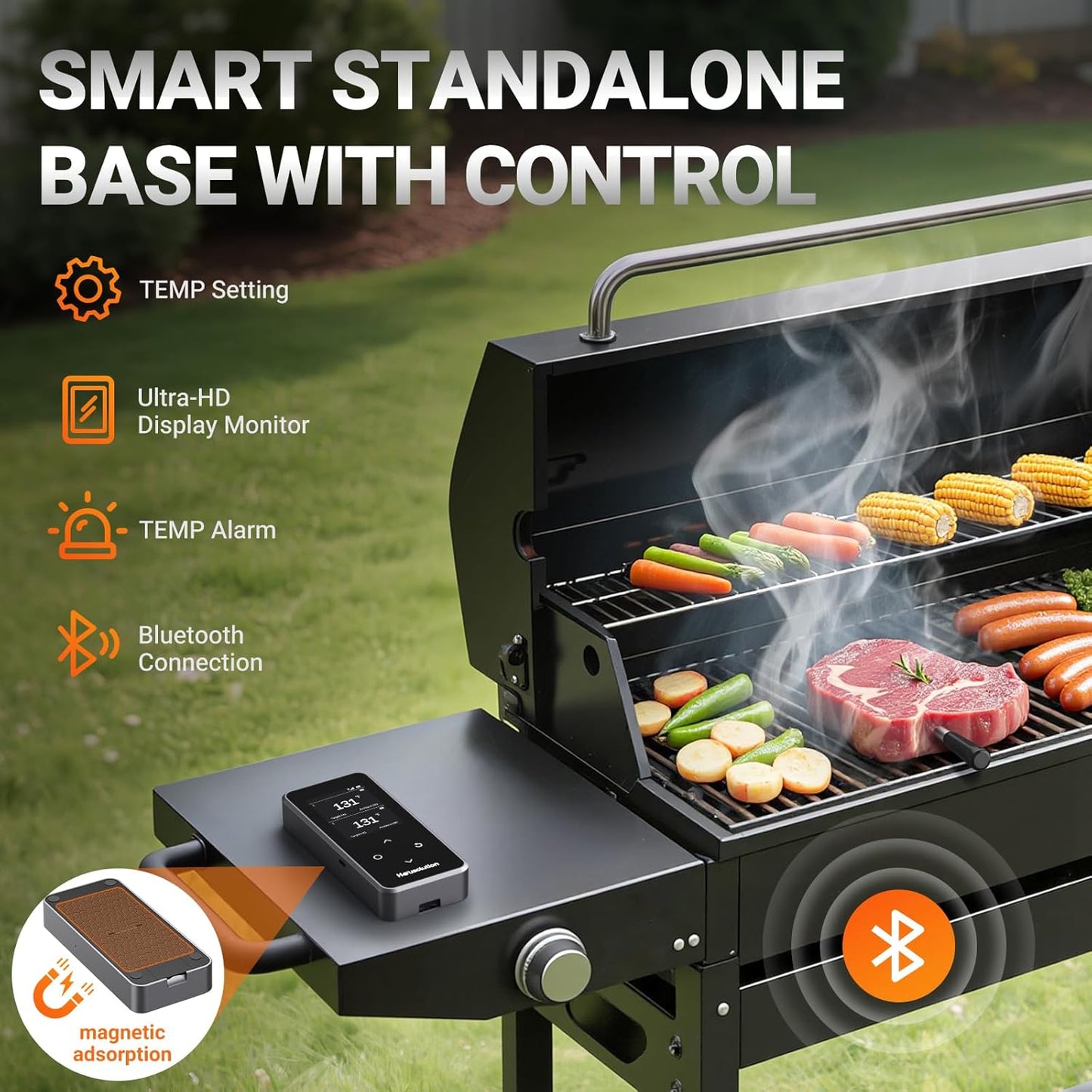 Housolution Wireless Bluetooth Meat Thermometer, Smart App & Standalone Base, Dual Probes & 6 Sensors, 0.5S Instant Read, Large LCD Display, Remote Connection for Cooking, Grilling, Smoking, BBQ