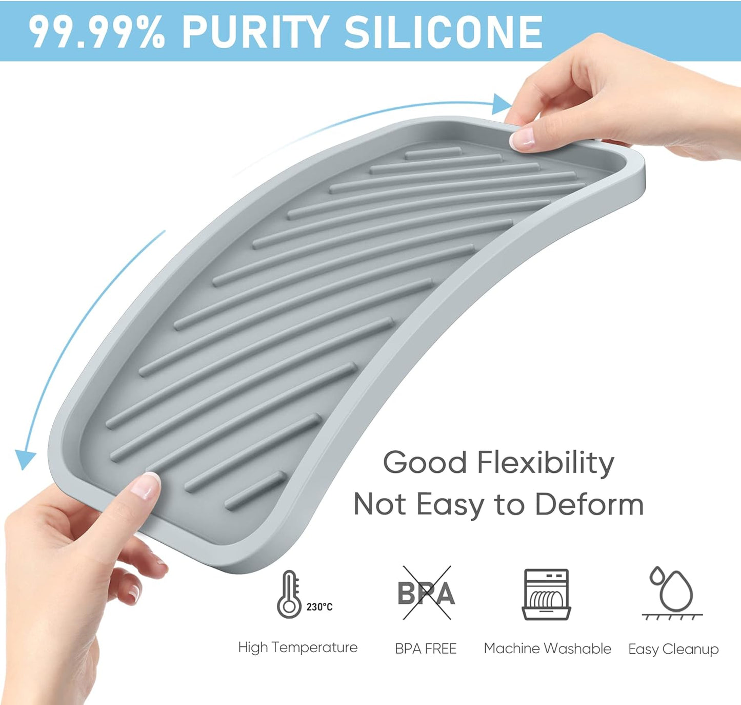 EG-SIPRO Silicone Sponge Holder-Large Thick Durable 10" Sink Organizer Tray-Kitchen & Bathroom