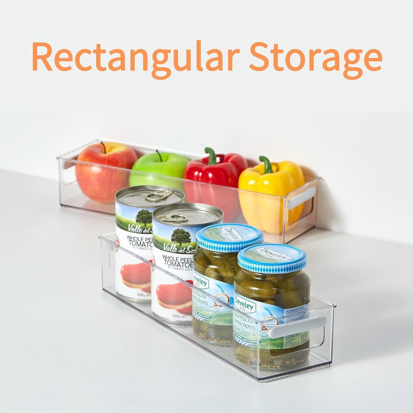 vacane Clear Refrigerator Organizer Bins Plastic Food Storage Fridge Organizer Pantry Organization Container for Pantry,Bathroom,Kitchen