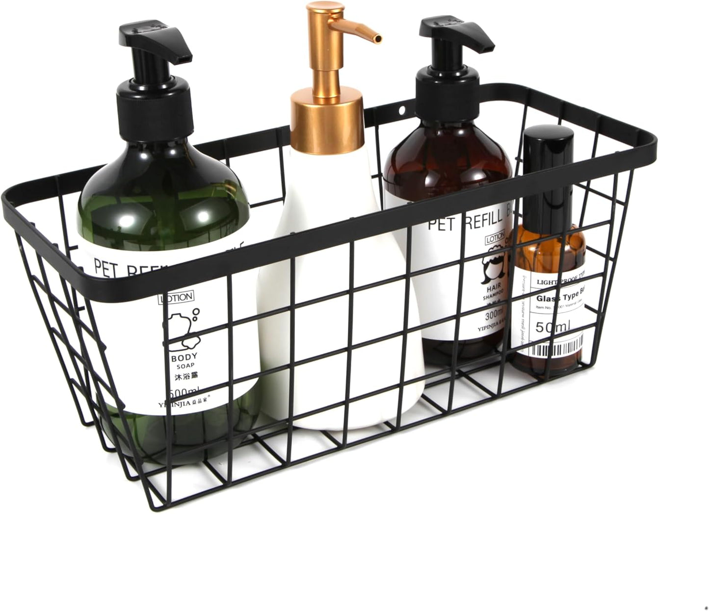 LeleCAT Hanging Kitchen Baskets, Wall-Mounted Basket for Storage Organization Rustic Farmhouse Decor, No Drilling Adhesive Basket for Cabinet Pantry Organization and Kitchen,4 Pack, Black