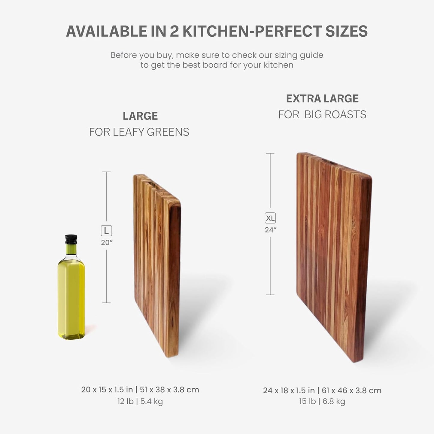 Teakhaus Cutting Board - Extra Large (XL) Wood Cutting Board with Grip Handles - Reversible Teak Edge Grain Wood - Knife Friendly - FSC Certified