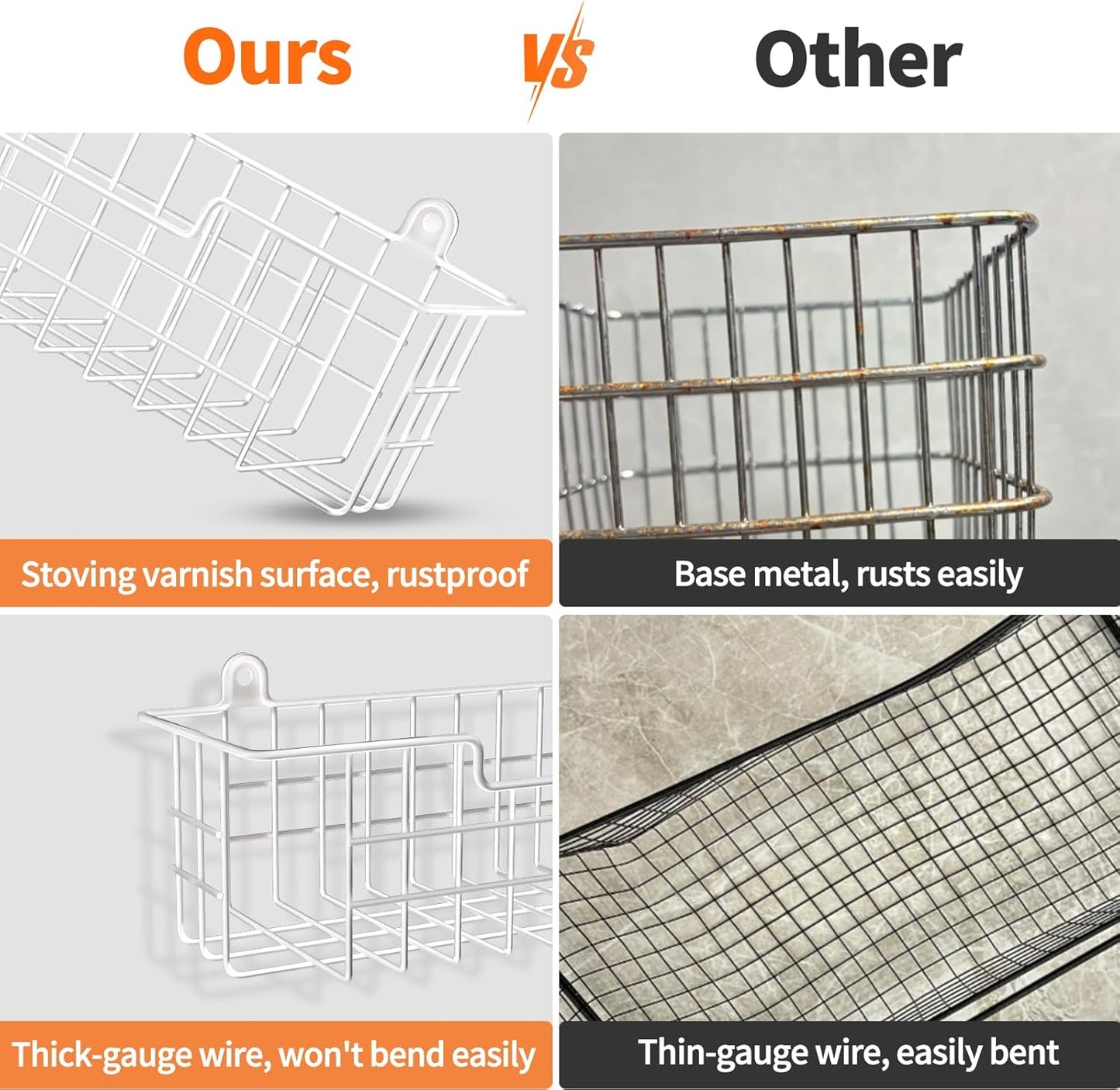 Spice Rack, 4-Pack Seasoning Organizer Wall Mount for Kitchen Storage Organization, Spice Holder Metal Shelf Saving Space for Cabinet, RV, Pantry, White