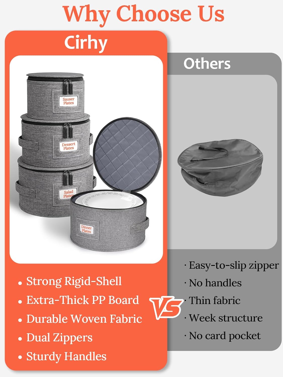 China Storage Containers, 4 Piece Rigid-Shell Dinnerware Storage with Felt Dividers, Stackable Fine China Storage for Plates, Bowls, Glassware, Kitchen Dish Organizer for Moving