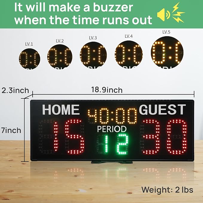 YZ LED Super Bright Electronic Scoreboard, Battery Powered Digital Scoreboard with Remote, Tennis Score Keeper for Net,Basketball/Volleyball/Baseball/Cornhole Indoor Outdoor Buzzer