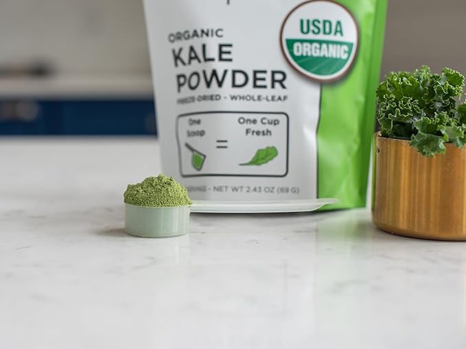 KOYAH - Organic USA Kale Powder (Equivalent to 30 Cups Fresh): Freeze-dried, Whole-Leaf Powder