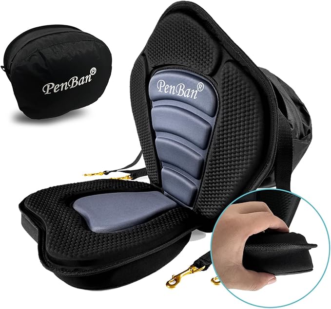 Universal Deluxe Kayak Seat Cushion with Storage Bag for Kayak,Padded Boat,SUP,Canoe,Fishing Boat,Seats with 4 Adjustable Straps