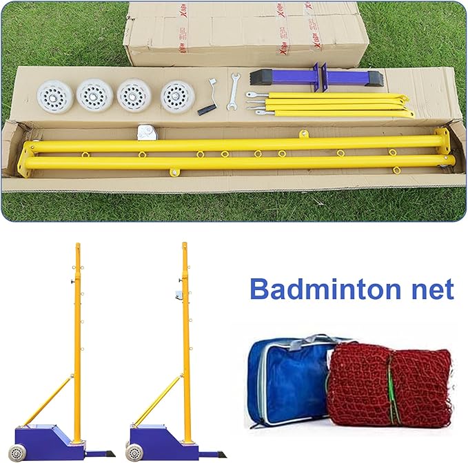 Volleyball Net Outdoor, Portable Volleyball Net Pole for Backyard, Badminton Net Set for Tennis with Wheels, Carry Bag,Volleybal/Badminton Poles & Net with Base Outdoor Training