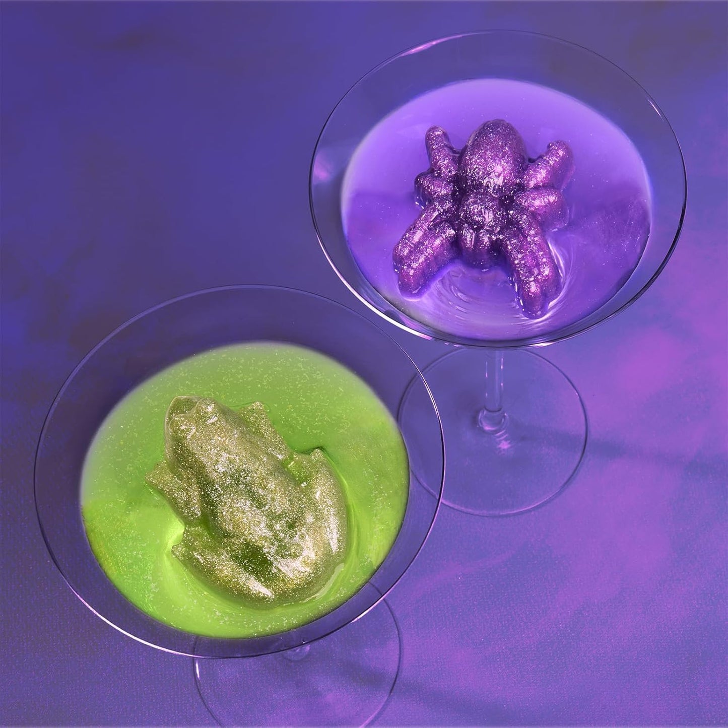 Fancy Sprinkles Limited Edition Halloween Poisonous Pals Glitter Ice Decorating Kit For Halloween Celebrations with Reusable Silicone Mold of Both Frogs and Spiders, and Two Colors of Edible Glitter