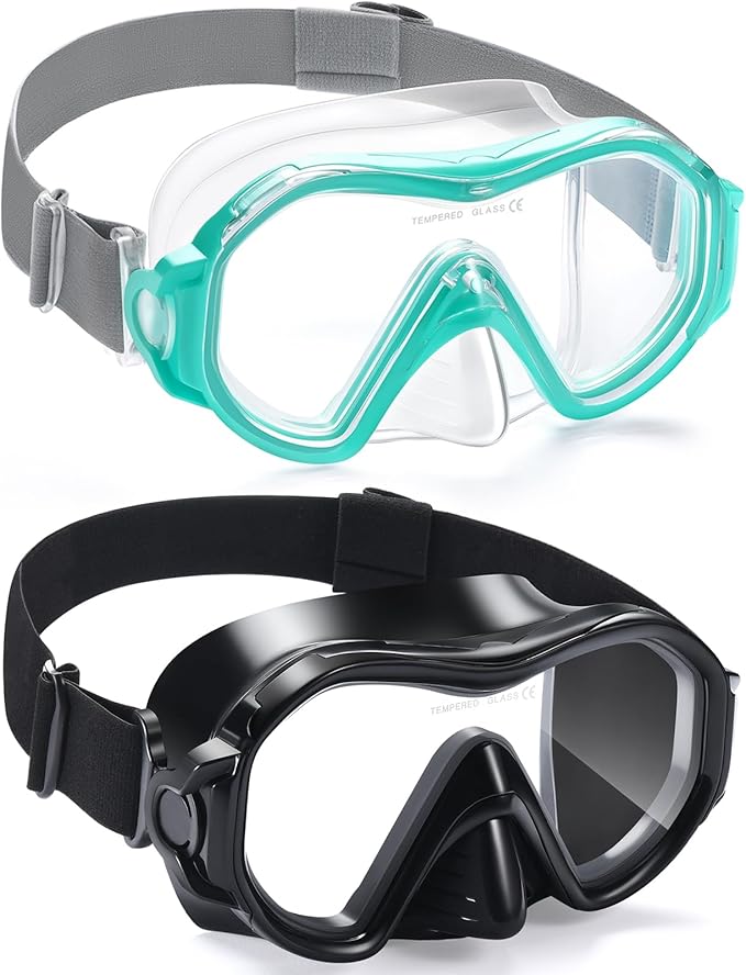 Supertrip Adult Swim Goggles Swimming Goggles with Nose Cover Elastic Fabric Strap Tempered Glass Snorkeling Gear for Adults