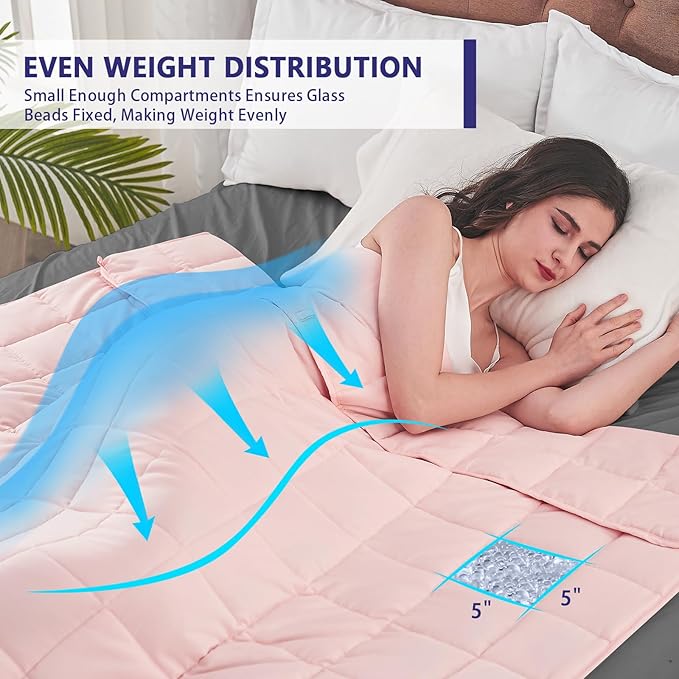 yescool King Size Weighted Blanket for Adults (20 lbs, 80” x 87”, Pink) Cooling Heavy Blanket for Sleeping Perfect for 190-210 lbs, Breathable Blanket for Adults & Couple All Season, Machine Washable