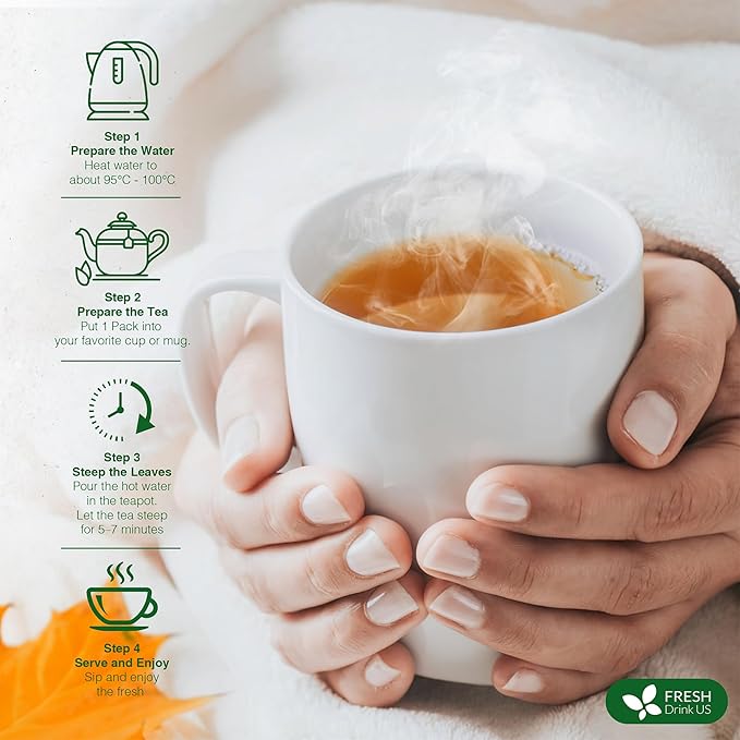 FreshDrinkUS, Oil-Reducing Herbal Tea – 40 Tea Bags | Blend of Winter Melon, Lotus Leaf, Ginger, Hawthorn, Gardenia Fruit, Rose, Cassia Seed & More | Naturally Caffeine-Free | Delicious Hot or Iced