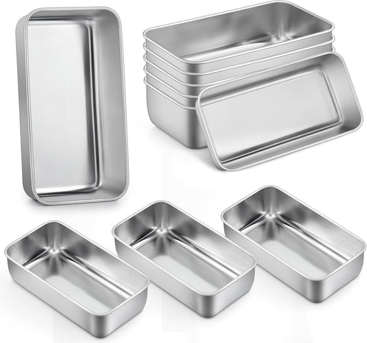 P&P CHEF Loaf Pan Set, 9-inch Bread Pans, Stainless Steel Loaf Toast Baking Pans For Bread Meatloaf Lasagna Cake, Healthy & Non Toxic, Oven & Dishwasher Safe,(Silver, 10Pcs)