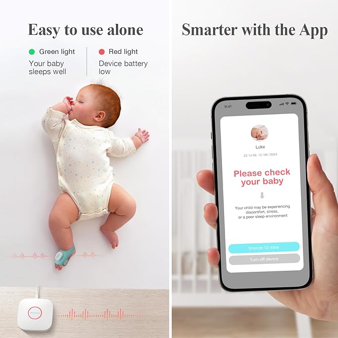 Sense-U Smart Sock Shoe Baby Monitor (Long Range) – Track Baby’s Heart Rate, Movement, and Sleep with Real-Time Alerts from Anywhere